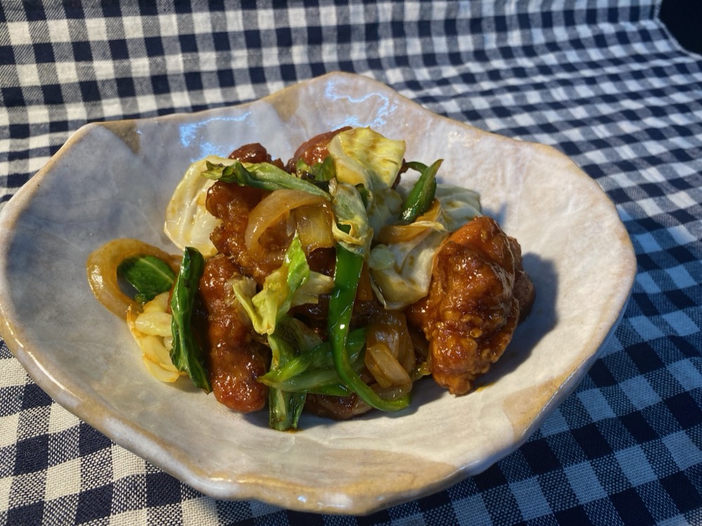 鶏唐揚げ甘辛炒め